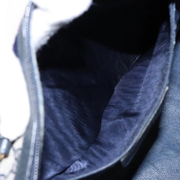 GUCCI GG Supreme Sherry Line Boston Bag PVC Navy Gold Auth ki5935 - Picture 12 of 16